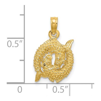 14K Yellow Gold 3-D Pisces Zodiac Charm – view 4