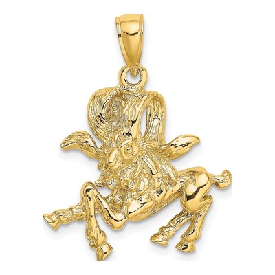 14K Yellow Gold Large Aries Zodiac Charm