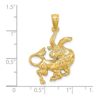 14K Yellow Gold Large Taurus Zodiac Charm – view 4