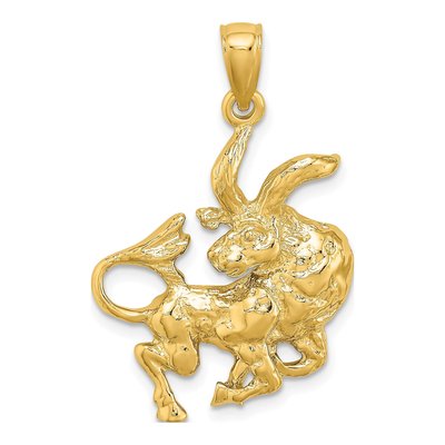 14K Yellow Gold Large Taurus Zodiac Charm