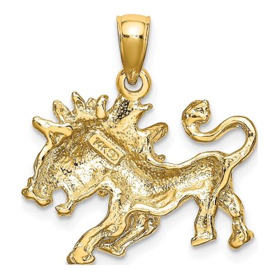 14K Yellow Gold Large Leo Zodiac Pendant – view 5