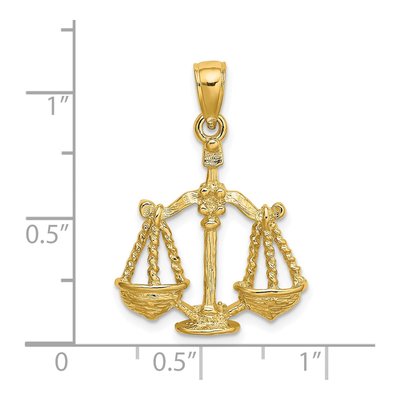 14K Yellow Gold Large Libra Zodiac Pendant – view 4