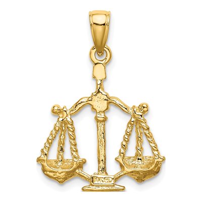 14K Yellow Gold Large Libra Zodiac Pendant – view 5