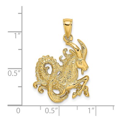 14K Yellow Gold Large Capricorn Zodiac Charm – view 4