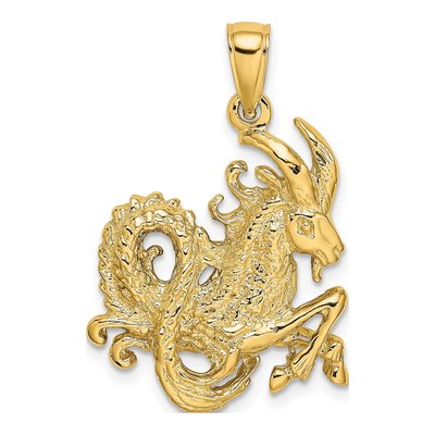 14K Yellow Gold Large Capricorn Zodiac Charm