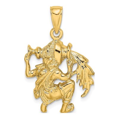 14K Yellow Gold Aquarius Zodiac Pendant