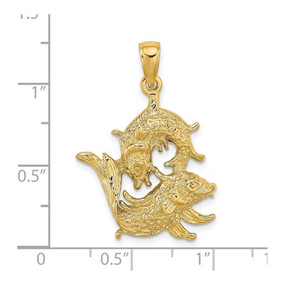 14K Yellow Gold Large Pisces Zodiac Charm – view 4