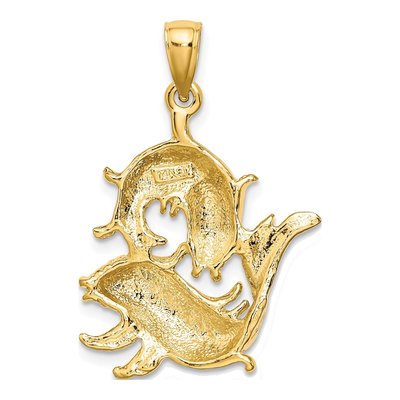 14K Yellow Gold Large Pisces Zodiac Charm – view 5