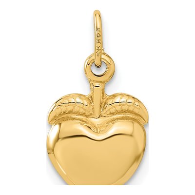 14K Yellow Gold 3D Puffed Apple Pendant – view 4