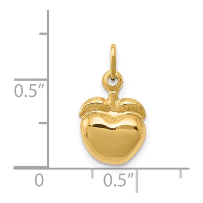 14K Yellow Gold 3D Puffed Apple Pendant – view 5