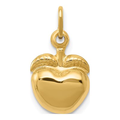 14K Yellow Gold 3D Puffed Apple Pendant