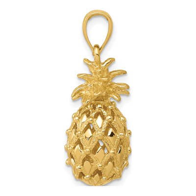 14K Yellow Gold 3D Pineapple Pendant – view 3