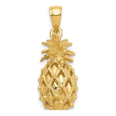 14K Yellow Gold 3D Pineapple Pendant – view 4