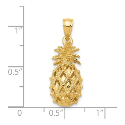 14K Yellow Gold 3D Pineapple Pendant – view 6
