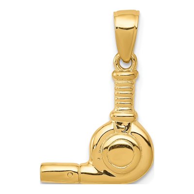14K Yellow Gold 3-D Blow Dryer Pendant