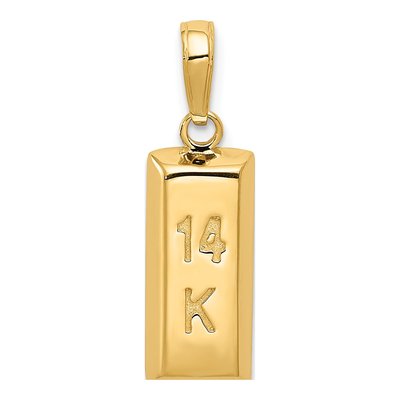 14K Yellow Gold 3D Bar Pendant