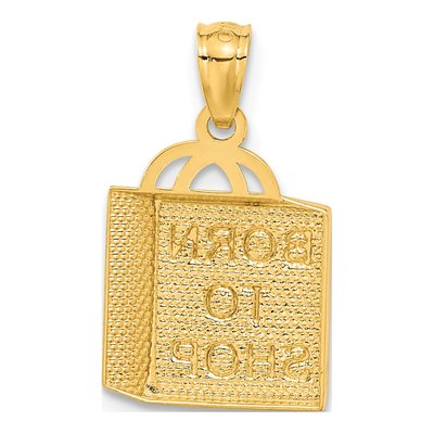 14K Yellow Gold Shopping Bag Born to Shop Pendant – view 4