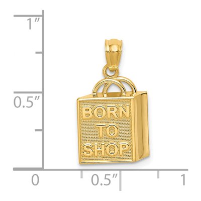 14K Yellow Gold Shopping Bag Born to Shop Pendant – view 5