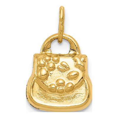 14K Yellow Gold 3D Purse Pendant
