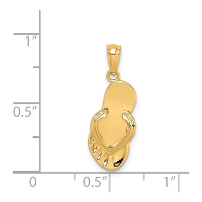 14K Yellow Gold 3-D Flip Flop Pendant – view 4