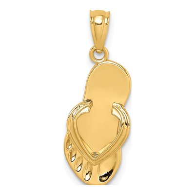 14K Yellow Gold 3-D Flip Flop Pendant