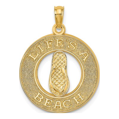 14K Yellow Gold Circle Flip-Flop Pendant
