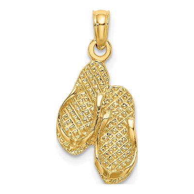 14K Yellow Gold Destin Florida Flip-Flop Charm