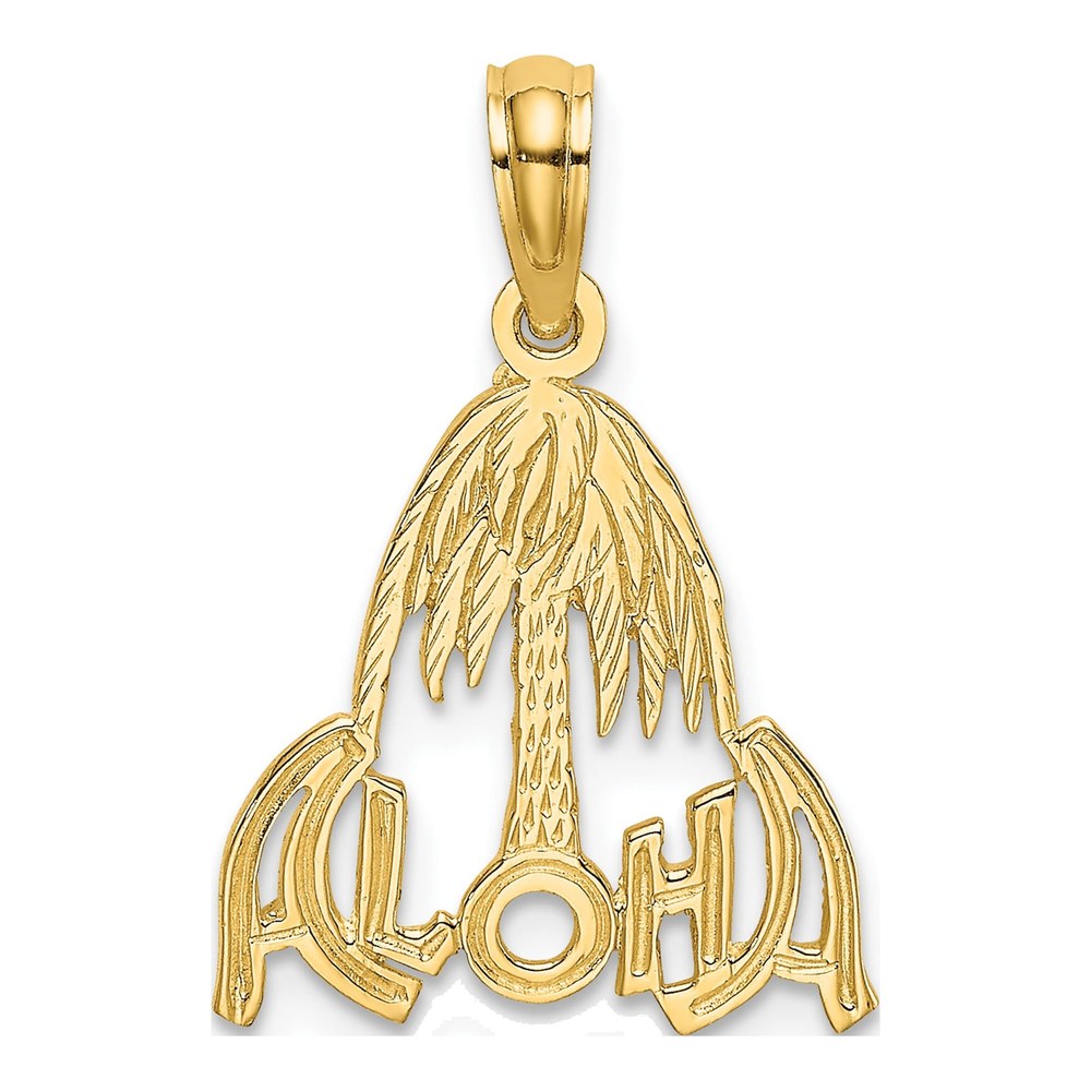 14K Yellow Gold Aloha Palm Tree Pendant