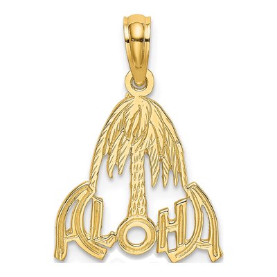 14K Yellow Gold Aloha Palm Tree Pendant