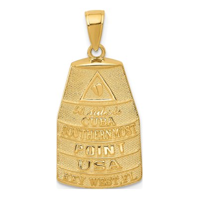 14K Yellow Gold Key West Miles to Cuba Pendant