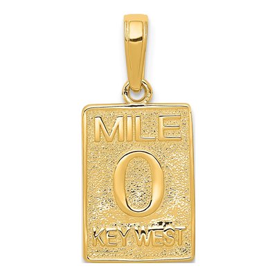 14K Yellow Gold Key West Mile Marker Pendant