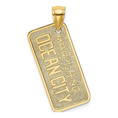 14K Yellow Gold Maryland Ocean City License Plate Charm