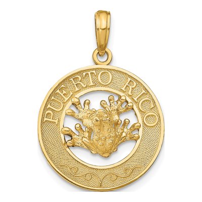 14K Yellow Gold Puerto Rico Frog Pendant