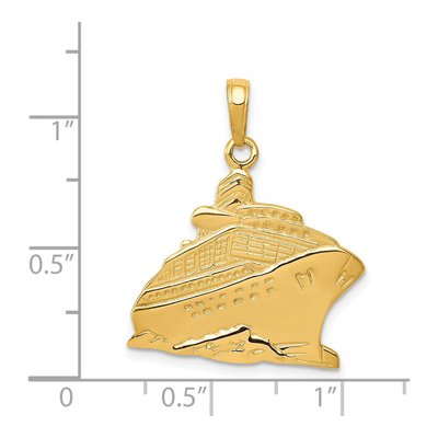 14K Yellow Gold Large Cruise Ship Pendant – view 5