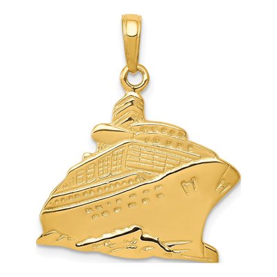 14K Yellow Gold Large Cruise Ship Pendant