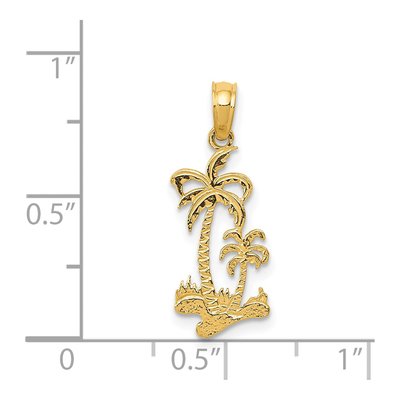 14K Yellow Gold Double Palm Trees Pendant – view 5