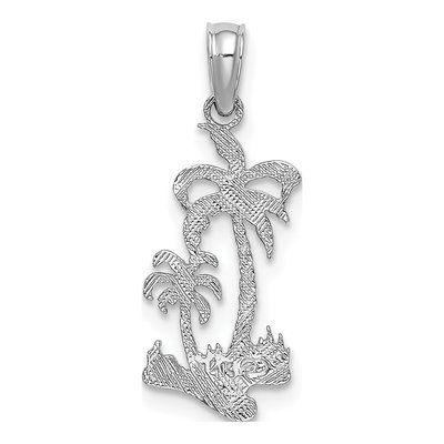 14K White Gold Double Palm Trees Pendant – view 4