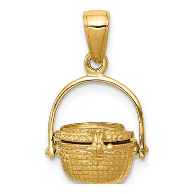 14K Yellow Gold 3-D Nantucket Basket Pendant – view 5