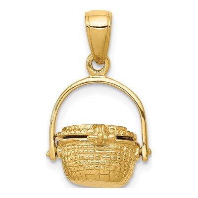 14K Yellow Gold 3-D Nantucket Basket Pendant