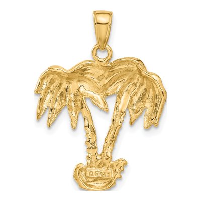 14K Yellow Gold Double Palm Trees Pendant – view 4