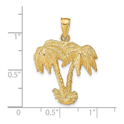 14K Yellow Gold Double Palm Trees Pendant – view 5