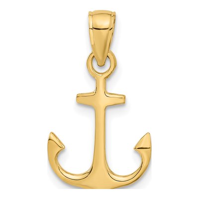 14K Yellow Gold Anchor Pendant – view 4