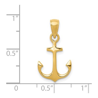 14K Yellow Gold Anchor Pendant – view 5