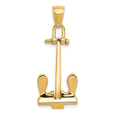 14K Yellow Gold 3-D Anchor Pendant – view 4