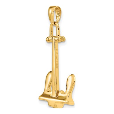 14K Yellow Gold 3-D Anchor Pendant – view 5
