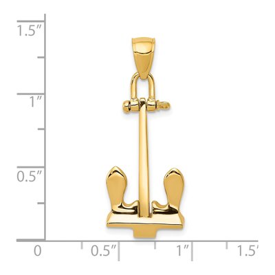 14K Yellow Gold 3-D Anchor Pendant – view 6