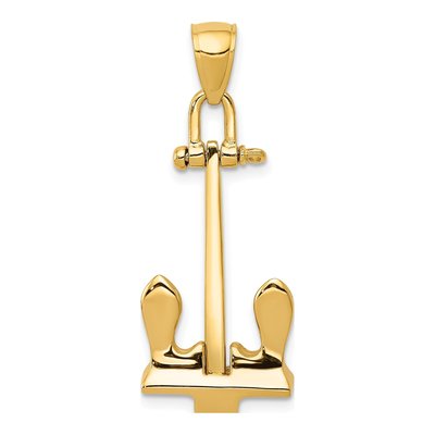 14K Yellow Gold 3-D Anchor Pendant