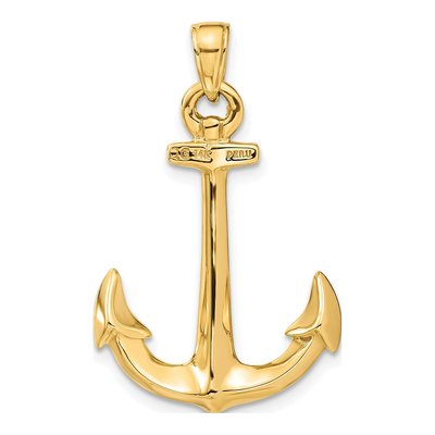 14K Yellow Gold 3-D Anchor Pendant – view 4