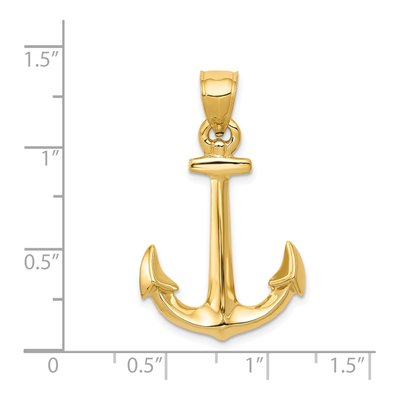 14K Yellow Gold 3-D Anchor Pendant – view 5