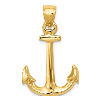 14K Yellow Gold 3-D Anchor Pendant